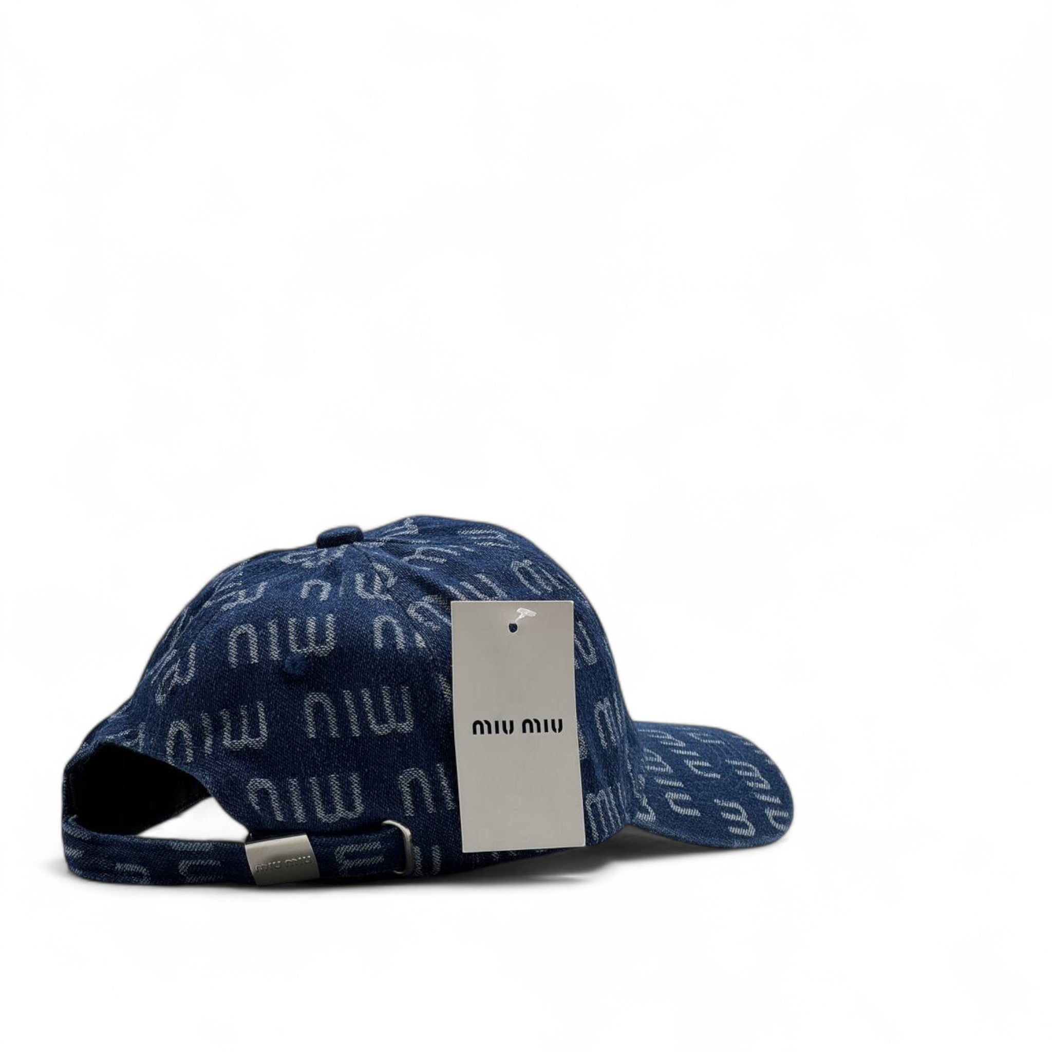 Miu Miu Denim Monogram Cap – All-Over Logo Edition 💙✨