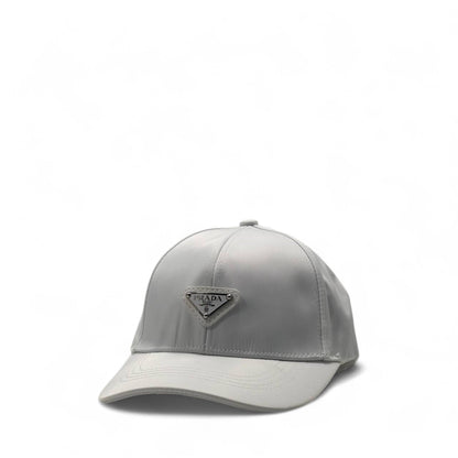Prada Silver Logo Cap – Minimalist Elegance in Satin 💎🧢✨