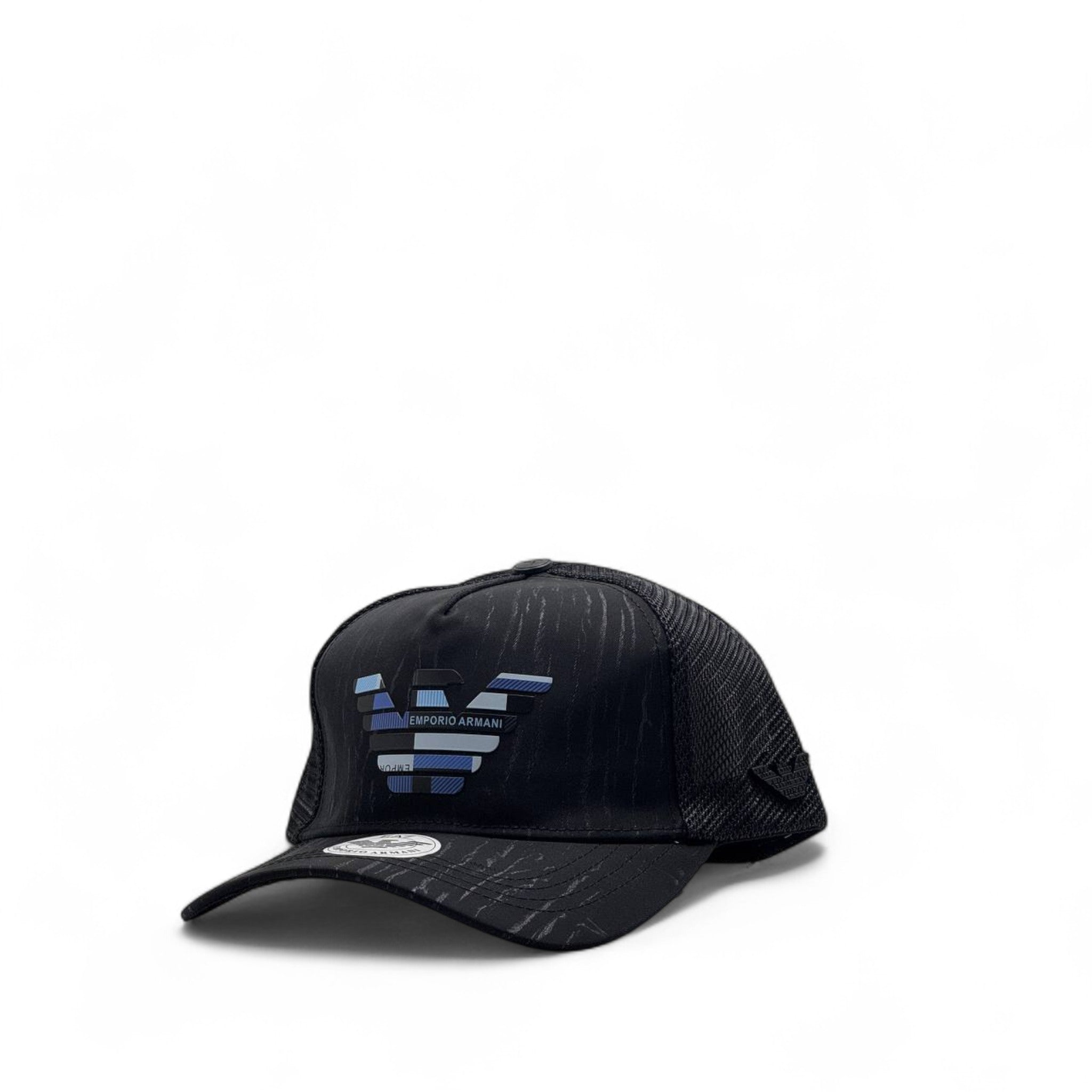 Emporio Armani Striped Eagle Cap 🦅 – Black Mesh Edition