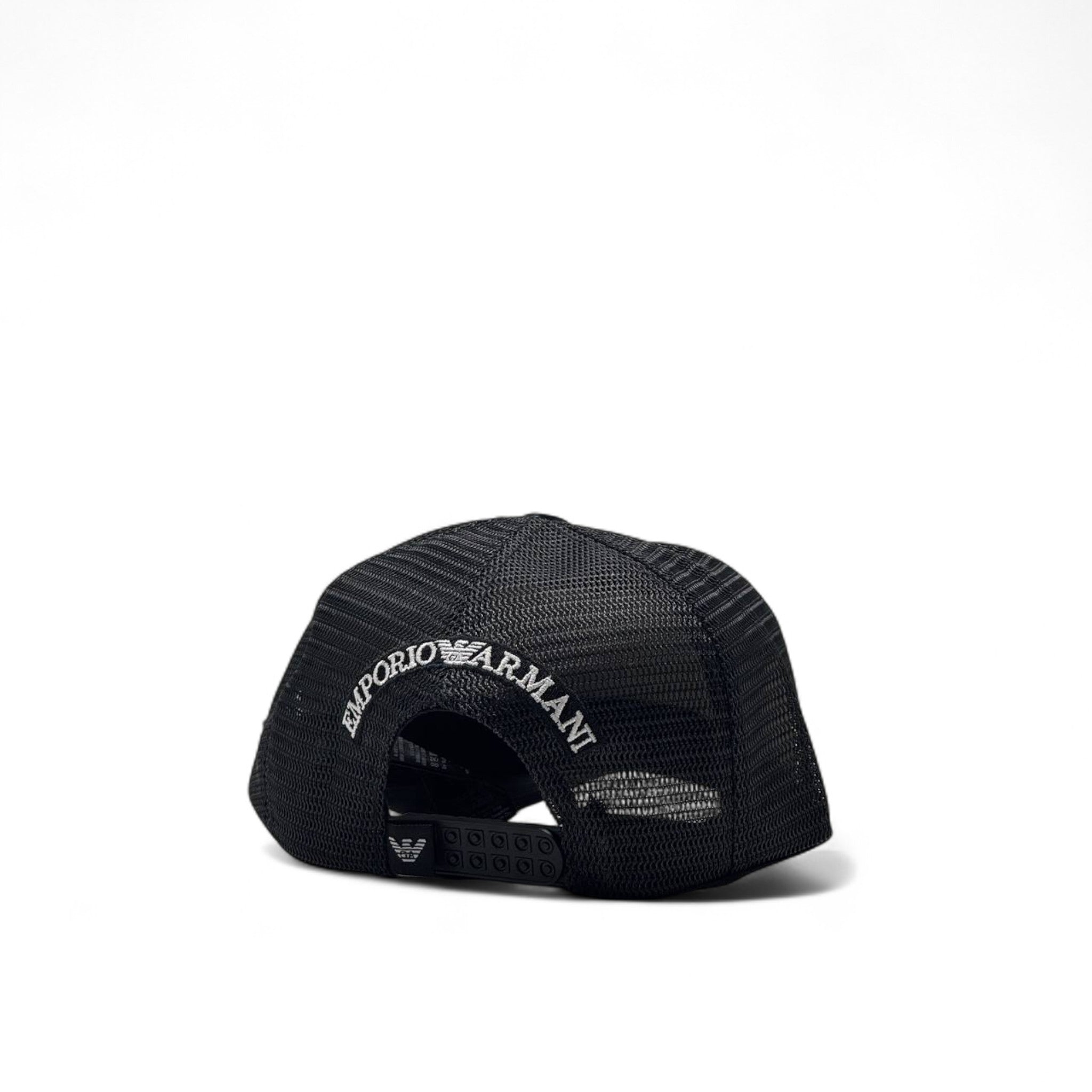 Emporio Armani Striped Eagle Cap 🦅 – Black Mesh Edition