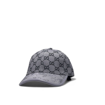 Gucci Grey GG Monogram Cap with Floral Brim 🌸🩶 – Signature Elegance Meets Art