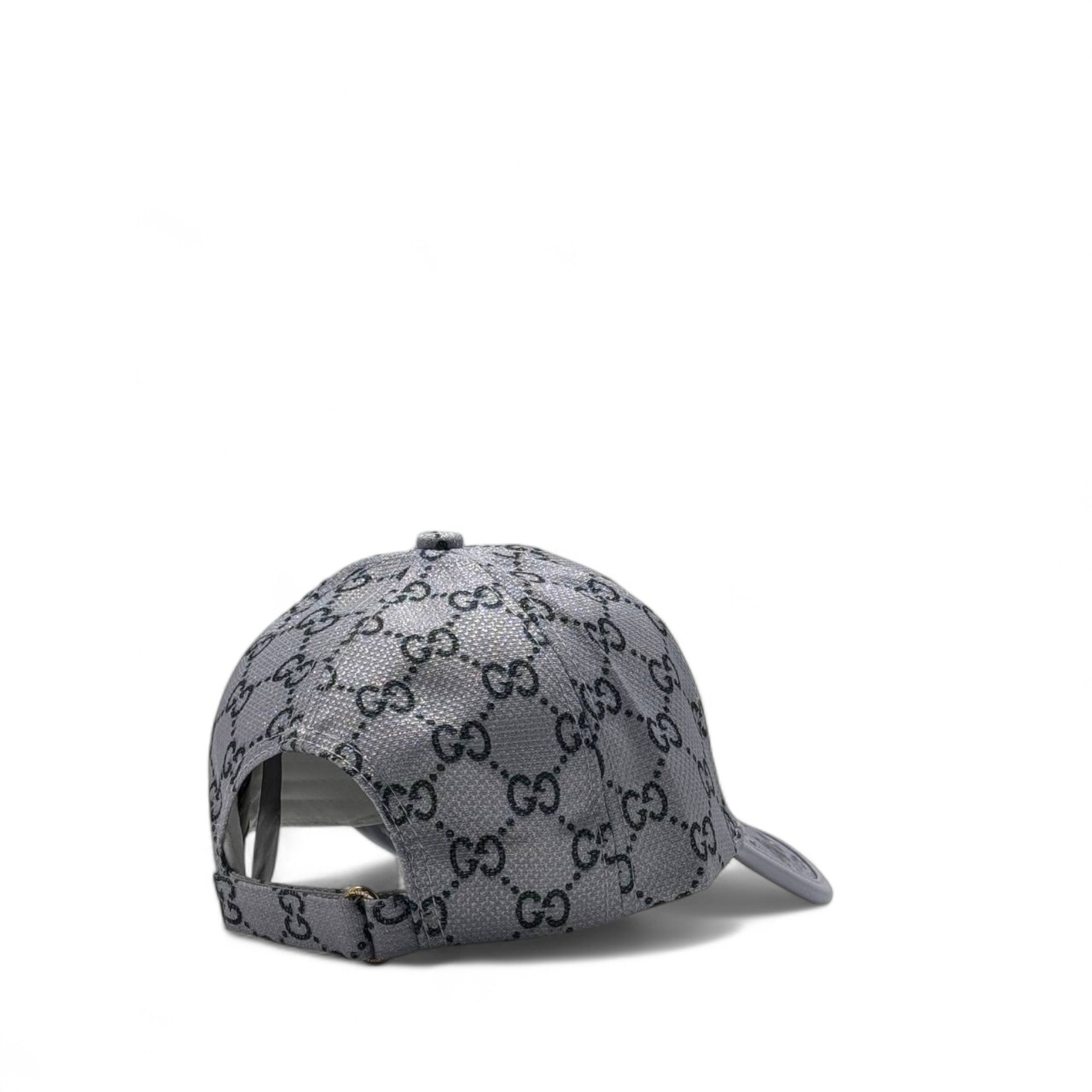 Gucci Grey GG Monogram Cap with Floral Brim 🌸🩶 – Signature Elegance Meets Art