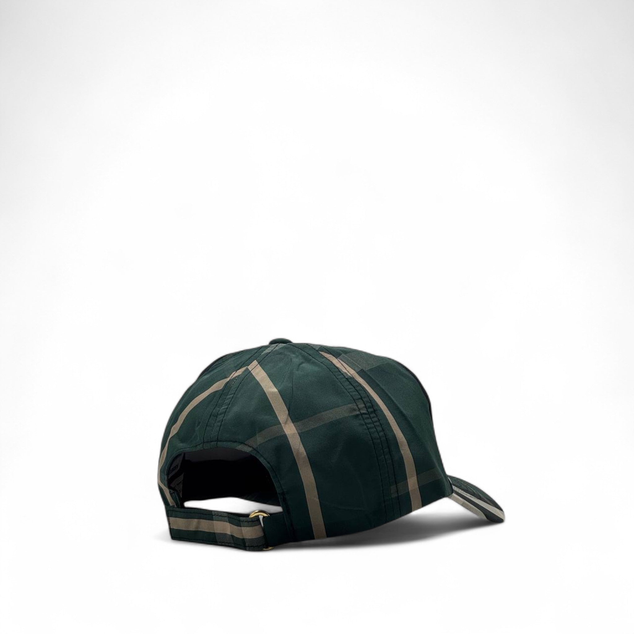 Burberry Green Checkered Cap 💚 – Equestrian Knight Embroidery & Timeless British Flair