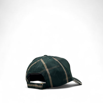 Burberry Green Checkered Cap 💚 – Equestrian Knight Embroidery & Timeless British Flair