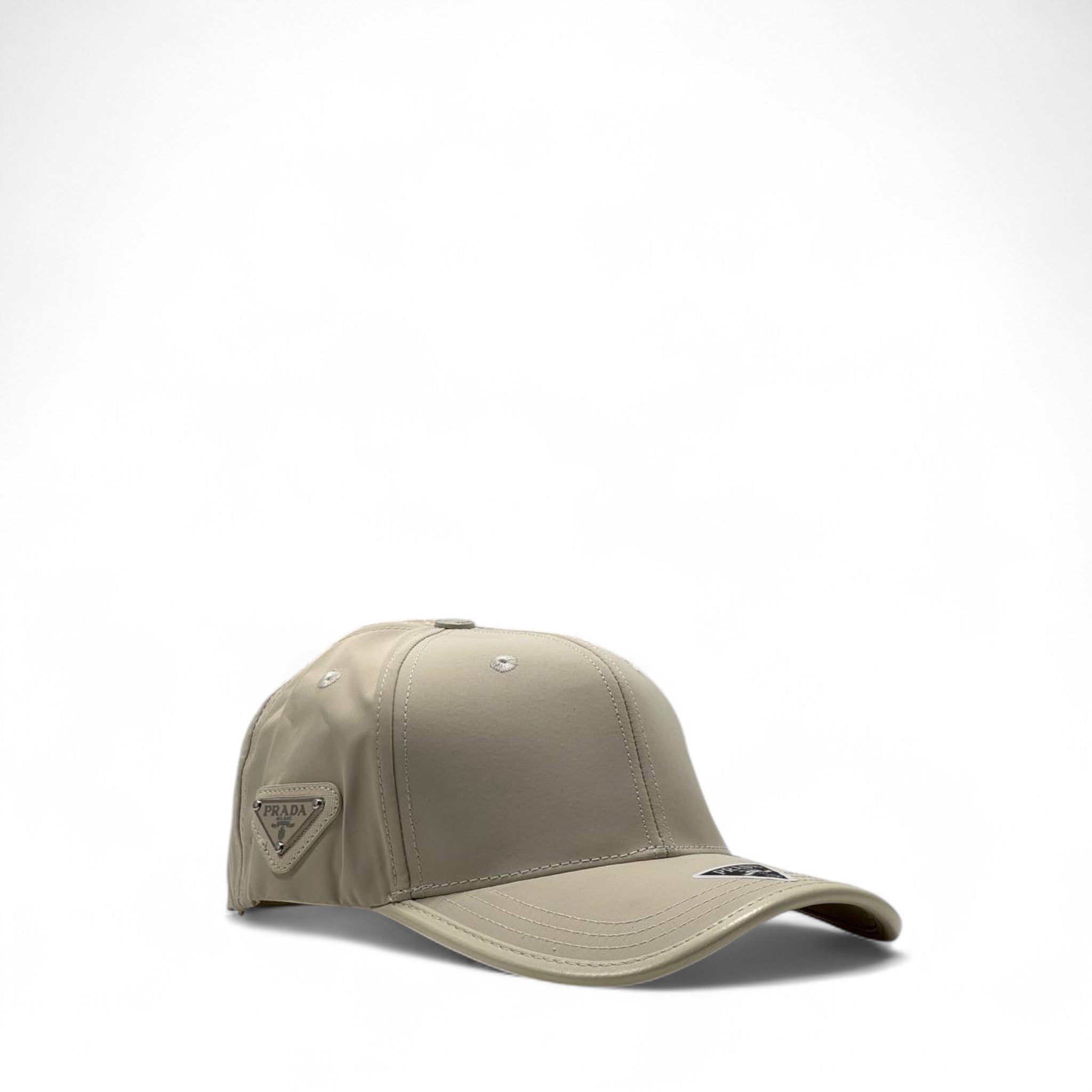 Prada Beige Re-Nylon Baseball Cap 🏷️ – Minimalist Luxury with Triangle Logo