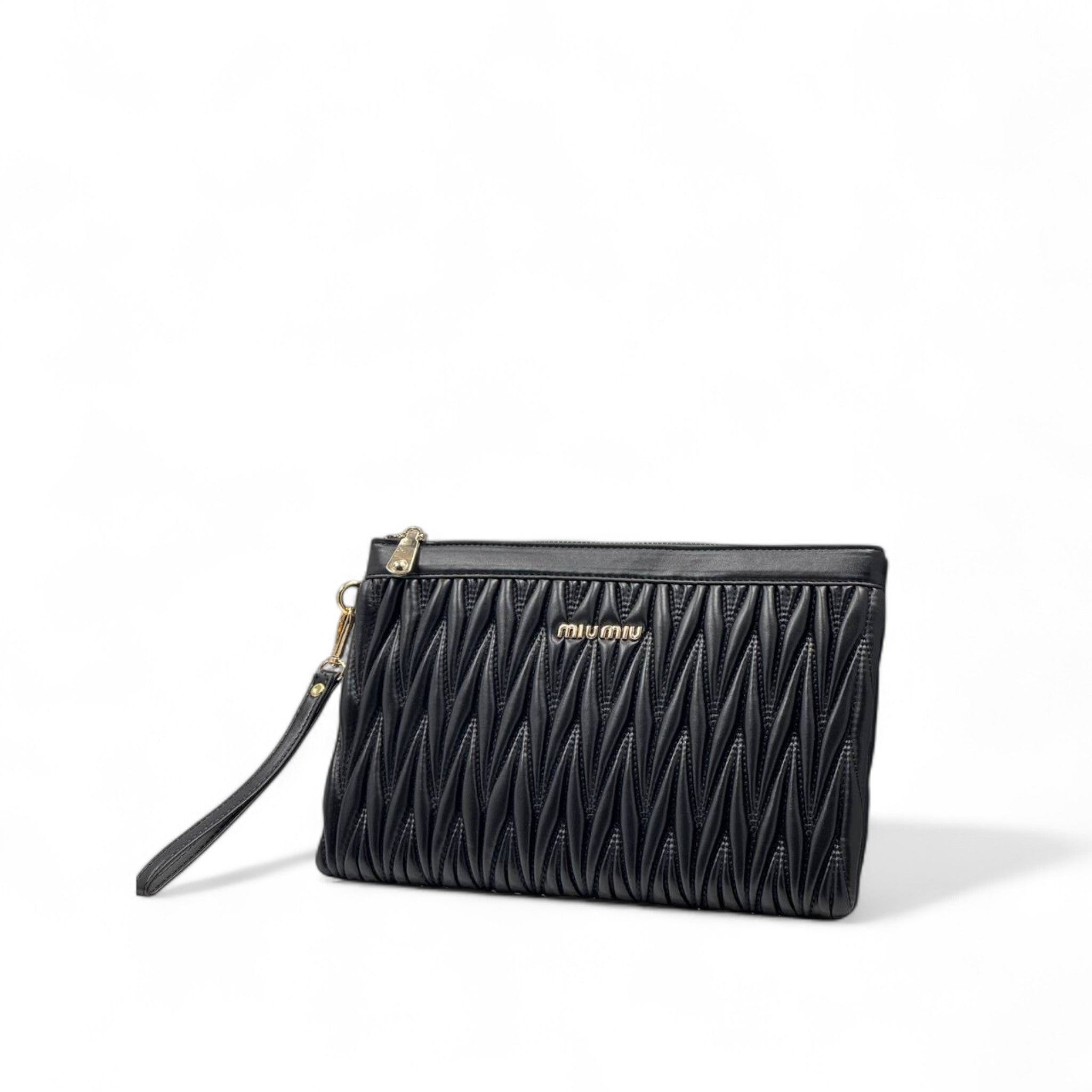 Miu Miu Black Matelassé Clutch ✨ – Elegant Wristlet Luxury