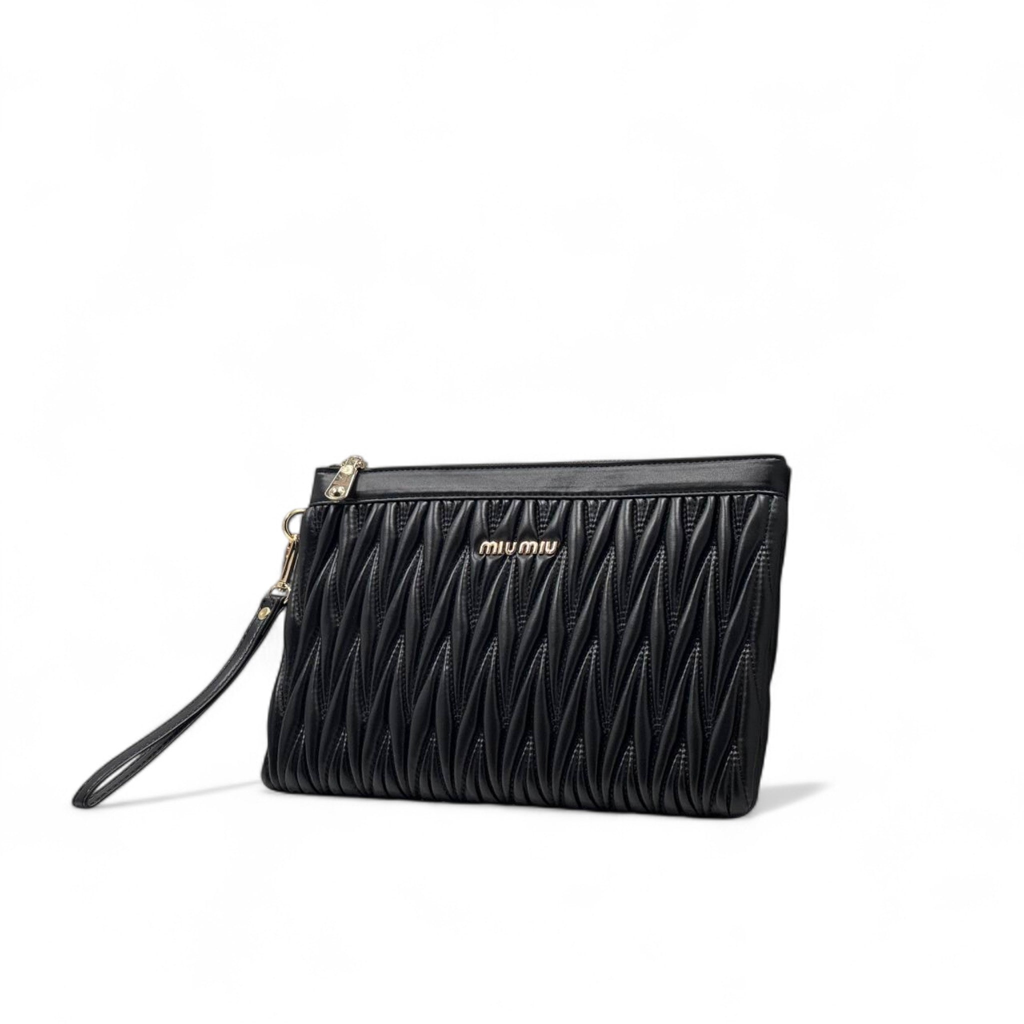 Miu Miu Black Matelassé Clutch ✨ – Elegant Wristlet Luxury