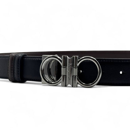 Salvatore Ferragamo Gancini Leather Belt – 120cm 🖤 Signature Elegance