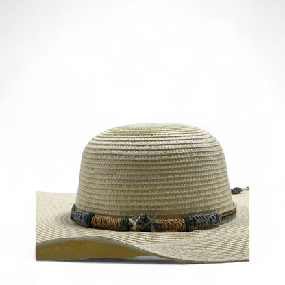 Boho-Chic Wide Brim Straw Hat 🌾 with Braided Rope Band