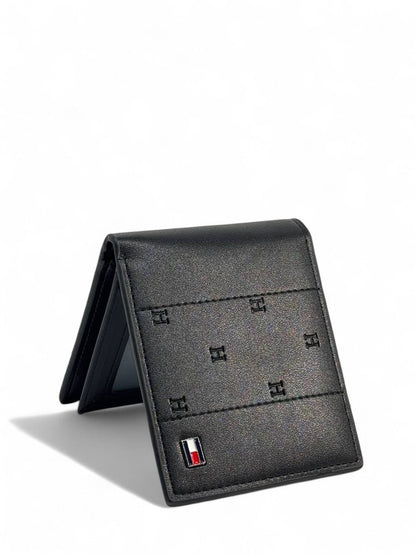Tommy Hilfiger-Inspired “H” Embossed Black Wallet – Classic Craftsmanship, Modern Confidence 🖤✨