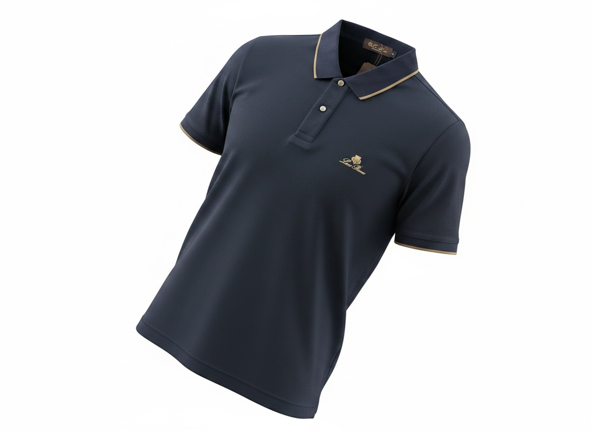 Loro Piana Navy Classic Polo Shirt 🔵✨ Textured Luxury Fit