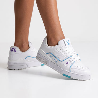 Louis Vuitton Trainer — White & Turquoise