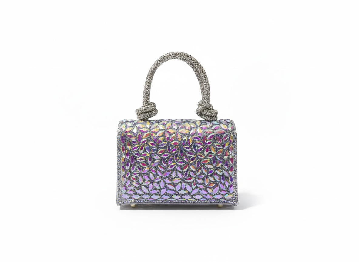 Iridescent Crystal Mini Top Handle Bag ✨💜 | Multi-Color Glam Statement