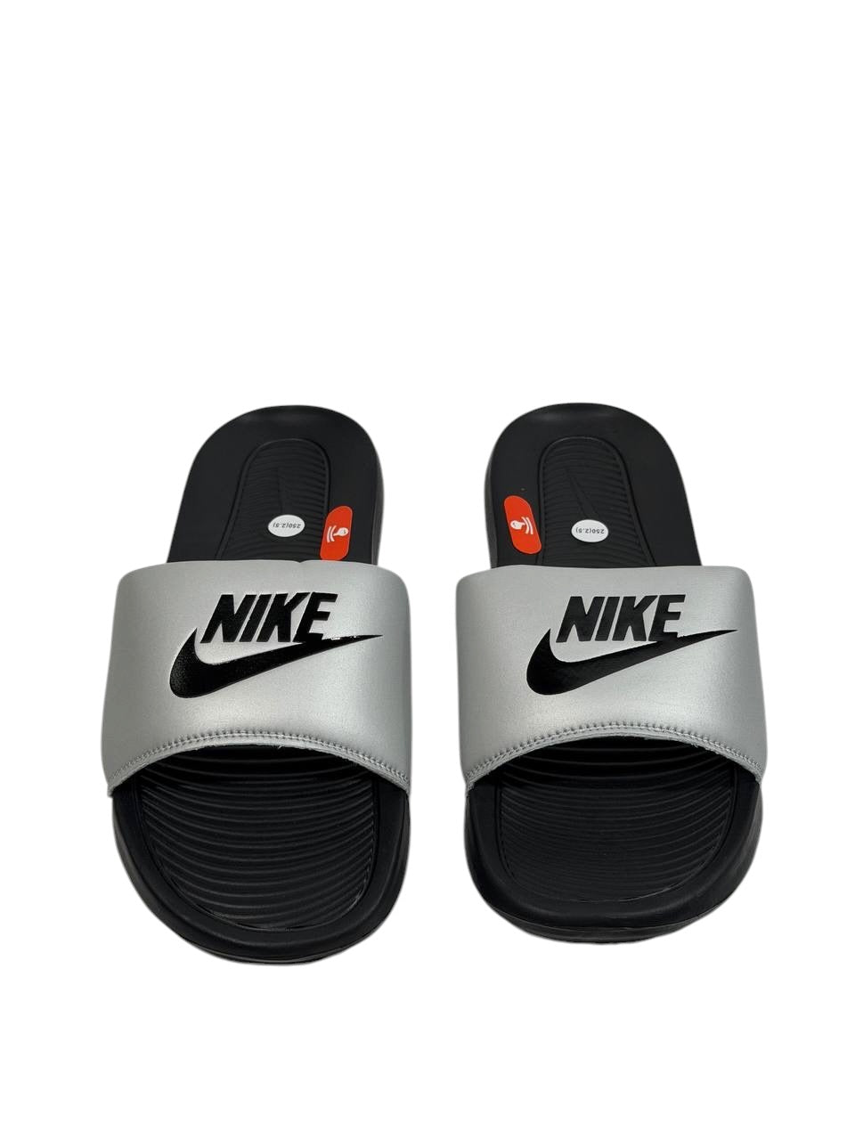 NIKE Comfort Slides – Grey & Black Edition 🖤⚡