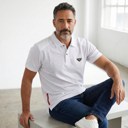 Prada Textured Performance Polo – White Edition 🤍