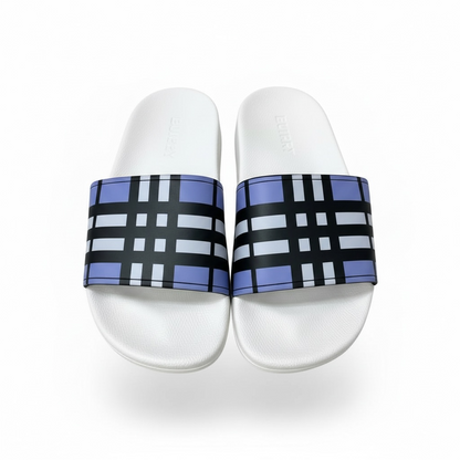 Burberry Check Slides – White & Lavender Edition 🤍💜