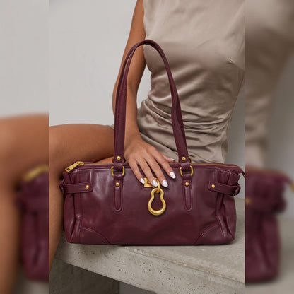 Jw pei Burgundy Leather Tote – Gold Hardware 👜✨