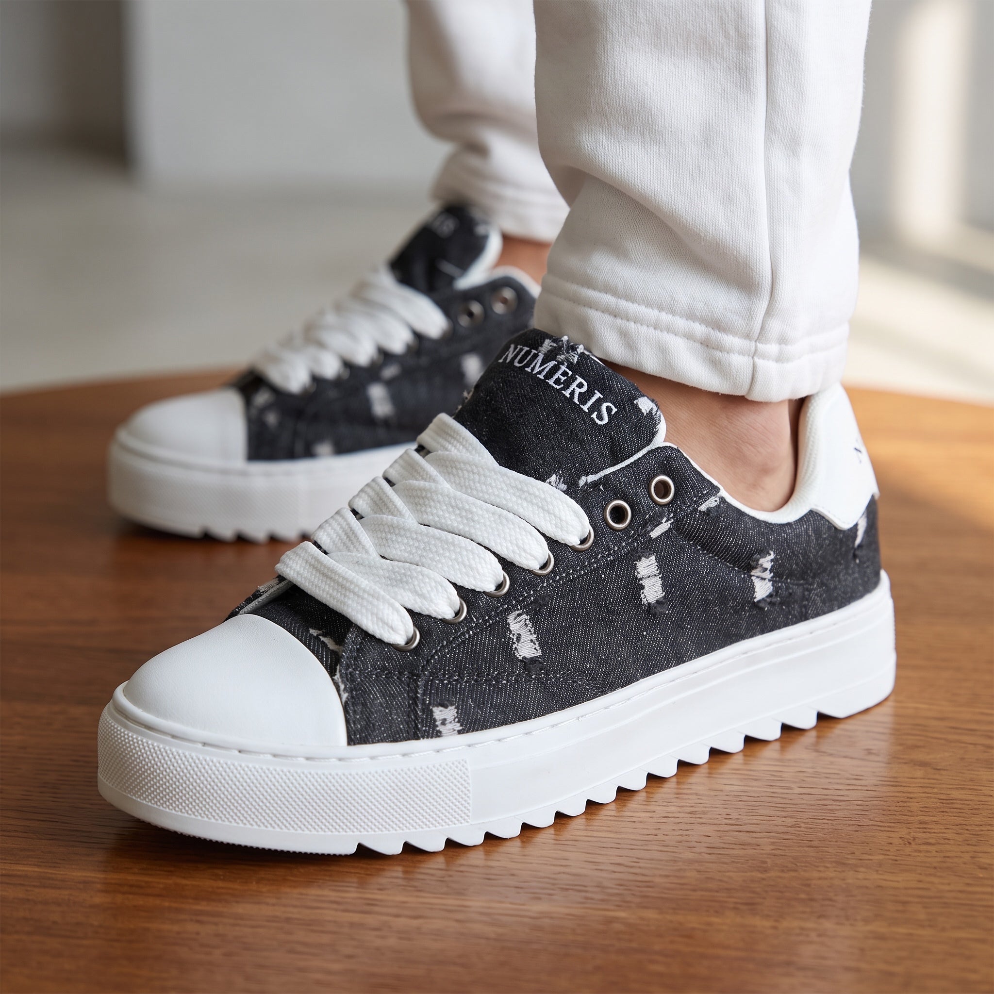 Numeris Platform Sneaker – Distressed Black ✨👟