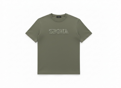 ZEGNA Olive Green Logo T-Shirt 🫒✨ Premium Minimal Fit