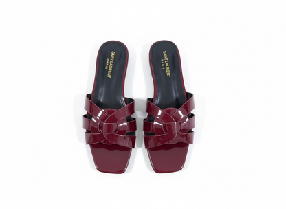 SAINT LAURENT Interlaced Patent Slides 🖤✨ | Glossy Statement Flats