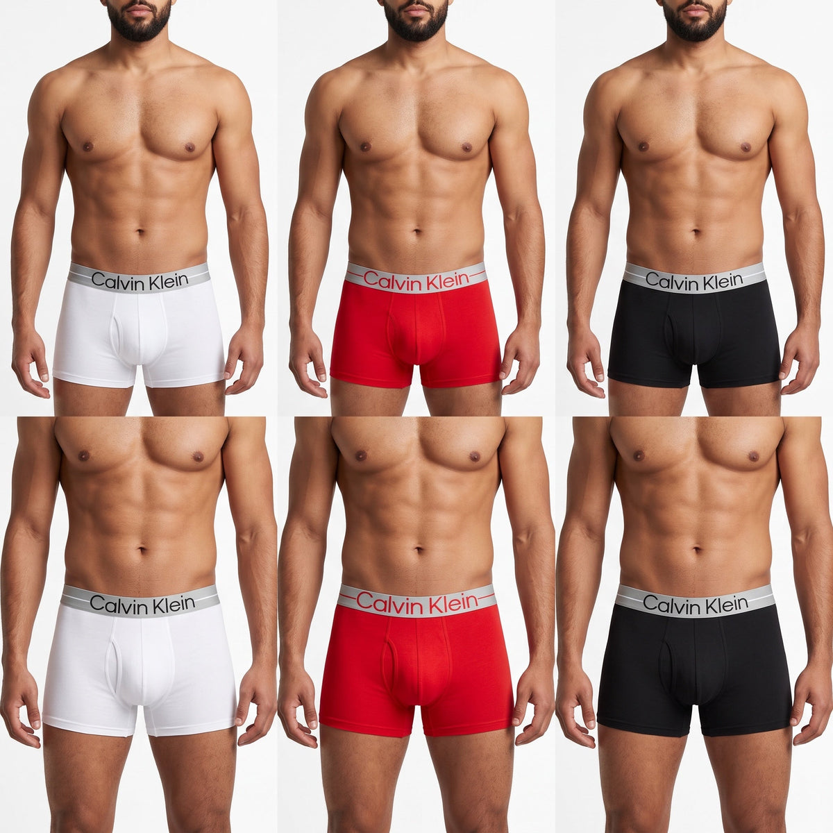 Calvin Klein Boxer Briefs (3-Pack) — White, Red & Black