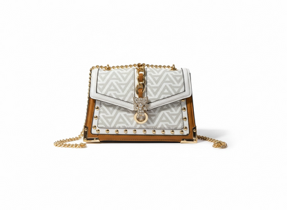 ALDO Leopard Head Chain Shoulder Bag – White & Gold 🐆✨ | Statement Chic