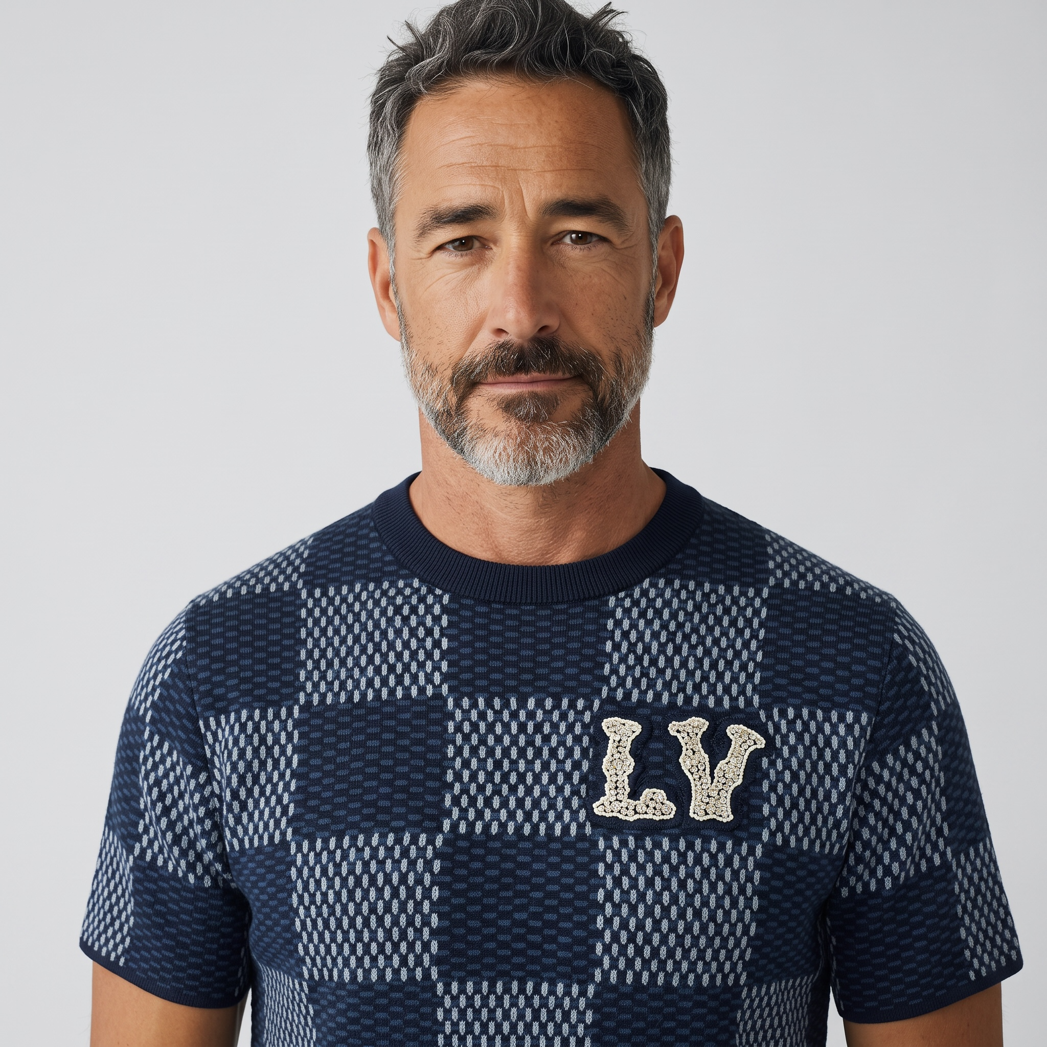 Louis Vuitton LV Knit Checkerboard Tee – Navy Monogram Style