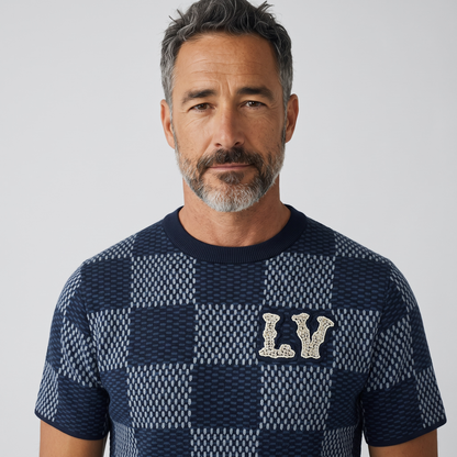 Louis Vuitton LV Knit Checkerboard Tee – Navy Monogram Style