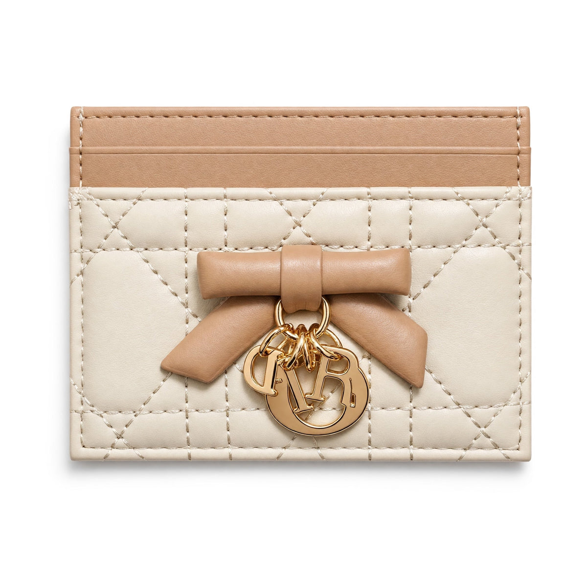 Dior Quilted Card Holder — Beige
