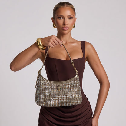 Kurt Geiger Crystal Hobo – Gold ✨