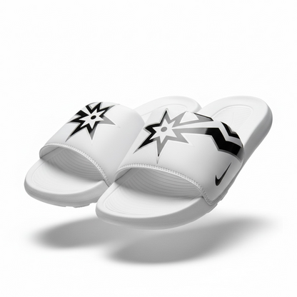 Nike White Graphic Slides 🤍⚡ | Bold Street Sport Summer Essential 👟🔥
