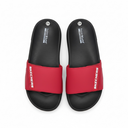 Skechers Hyper Burst Recovery Slides – Red & Black Edition 🔴🖤