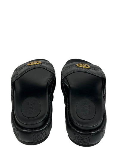 GUCCI GG Embossed Slide Sandals – Black Edition 🖤✨