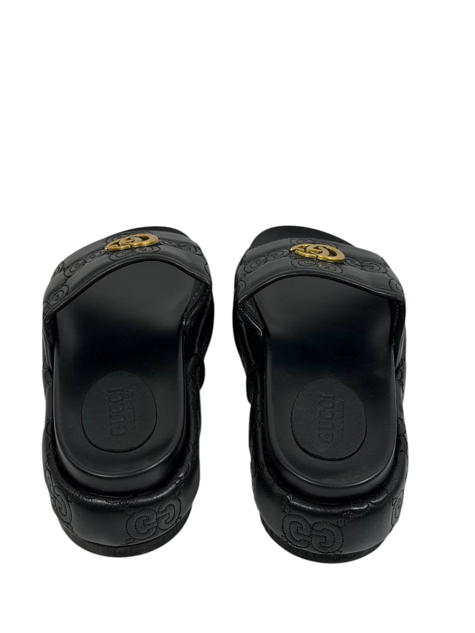 GUCCI GG Embossed Slide Sandals – Black Edition 🖤✨