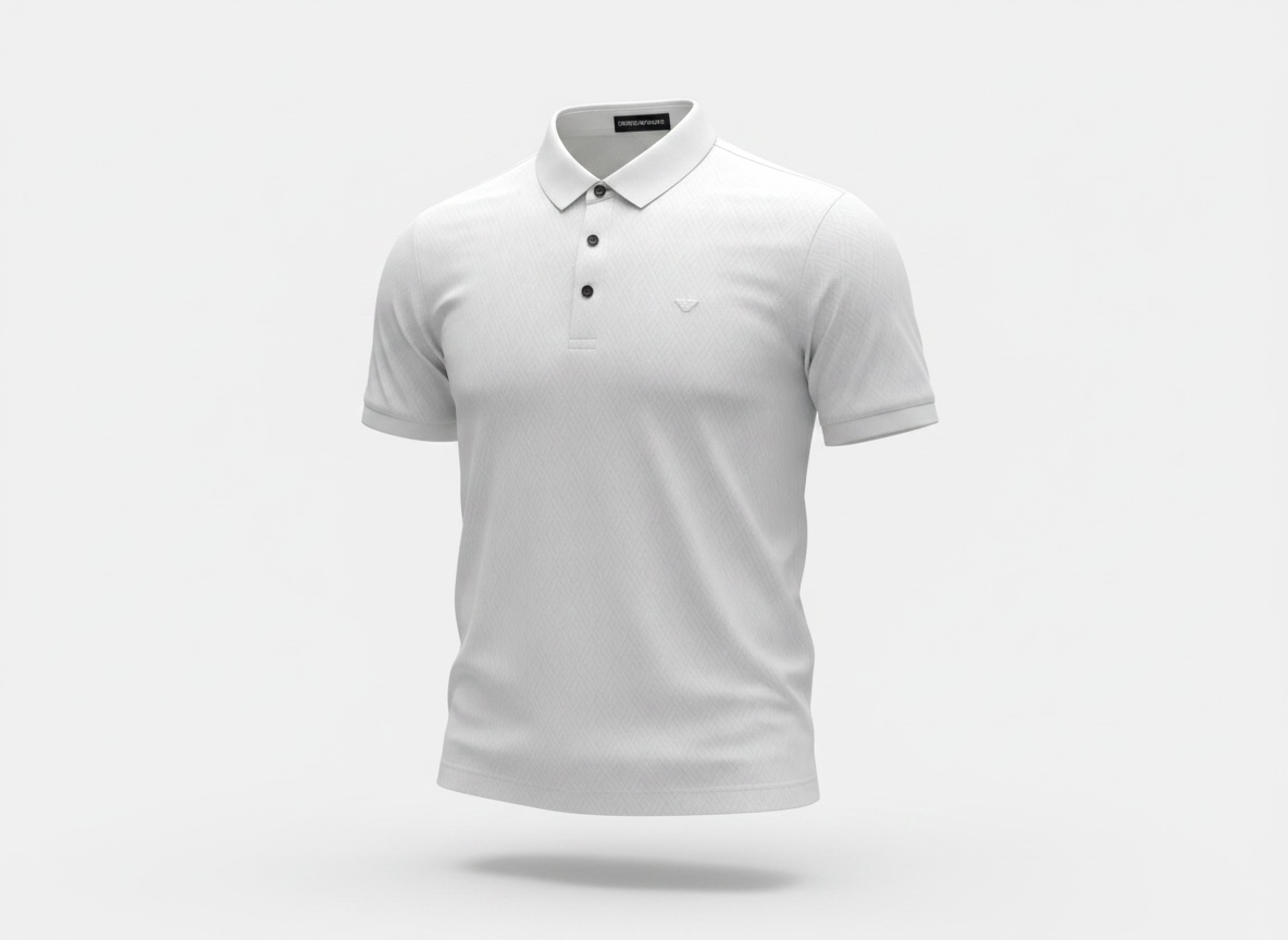 Emporio Armani White Textured Polo Shirt 🤍✨ Premium Signature Fit