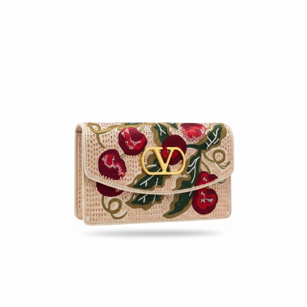 Valentino Handmade Cherry Embroidered Clutch 🍒✨