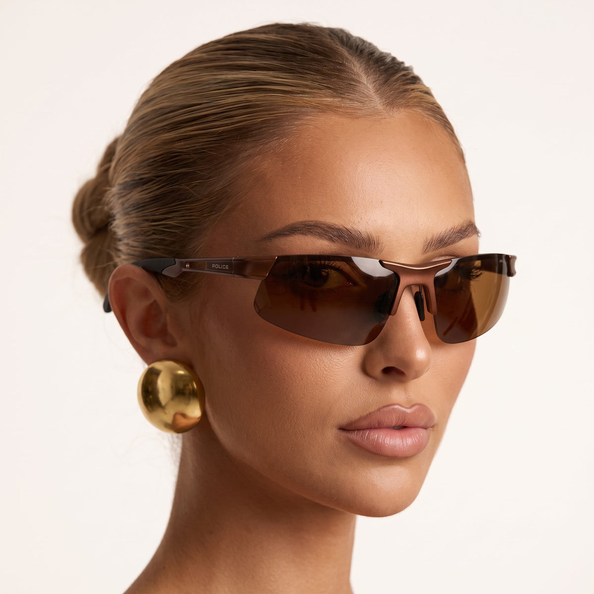 Police Shield Sunglasses — Brown