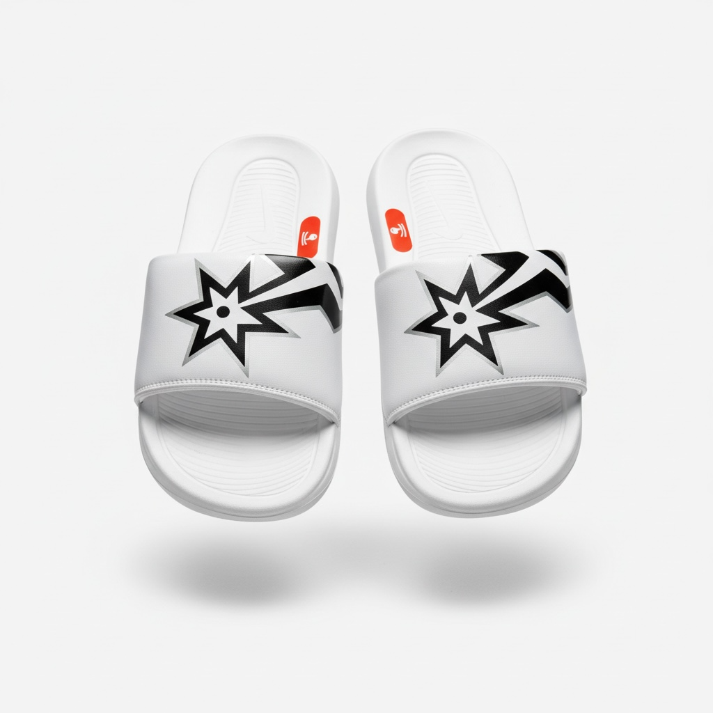 Nike White Graphic Slides 🤍⚡ | Bold Street Sport Summer Essential 👟🔥