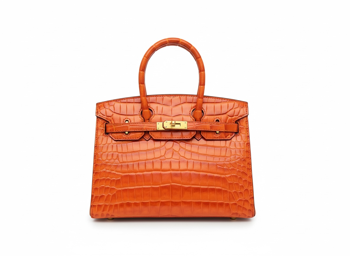 Mini Croc-Embossed Orange Birkin Style Bag 🧡✨ | Bold Statement Luxury