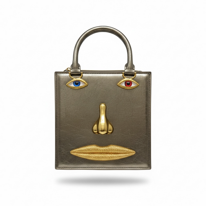 Schiaparelli Metallic Face Mini Tote – Champagne Gold Surreal Edition 👁✨