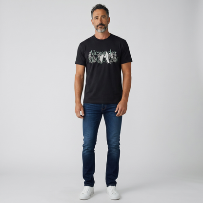 Alexander McQueen Graphic Logo T-Shirt – Black Edition 🖤🎨 | Luxury Streetwear Essential