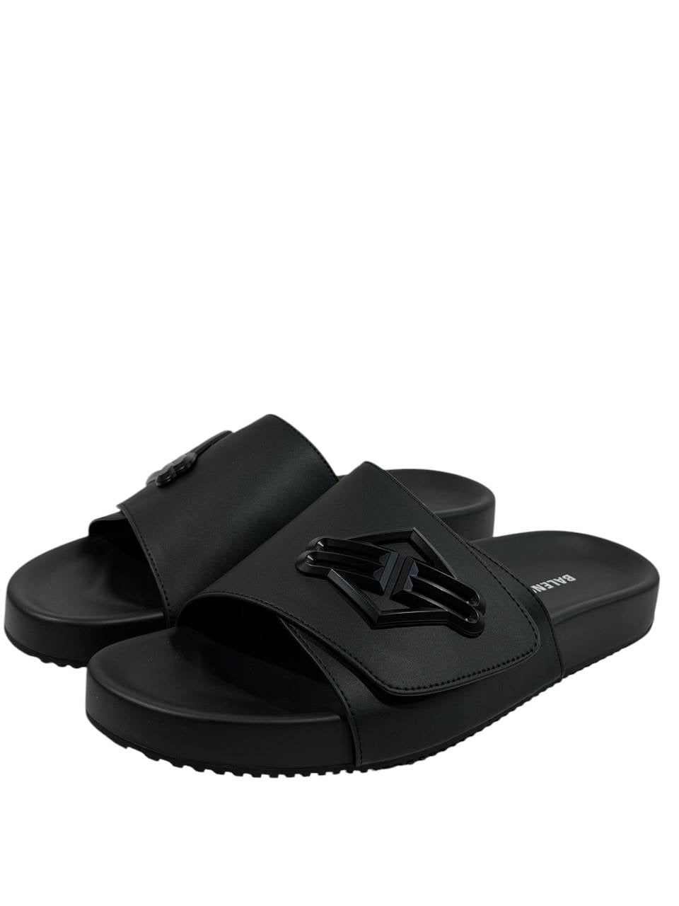 Balenciaga BB Logo Slide Sandals – All Black Edition 🖤🔥