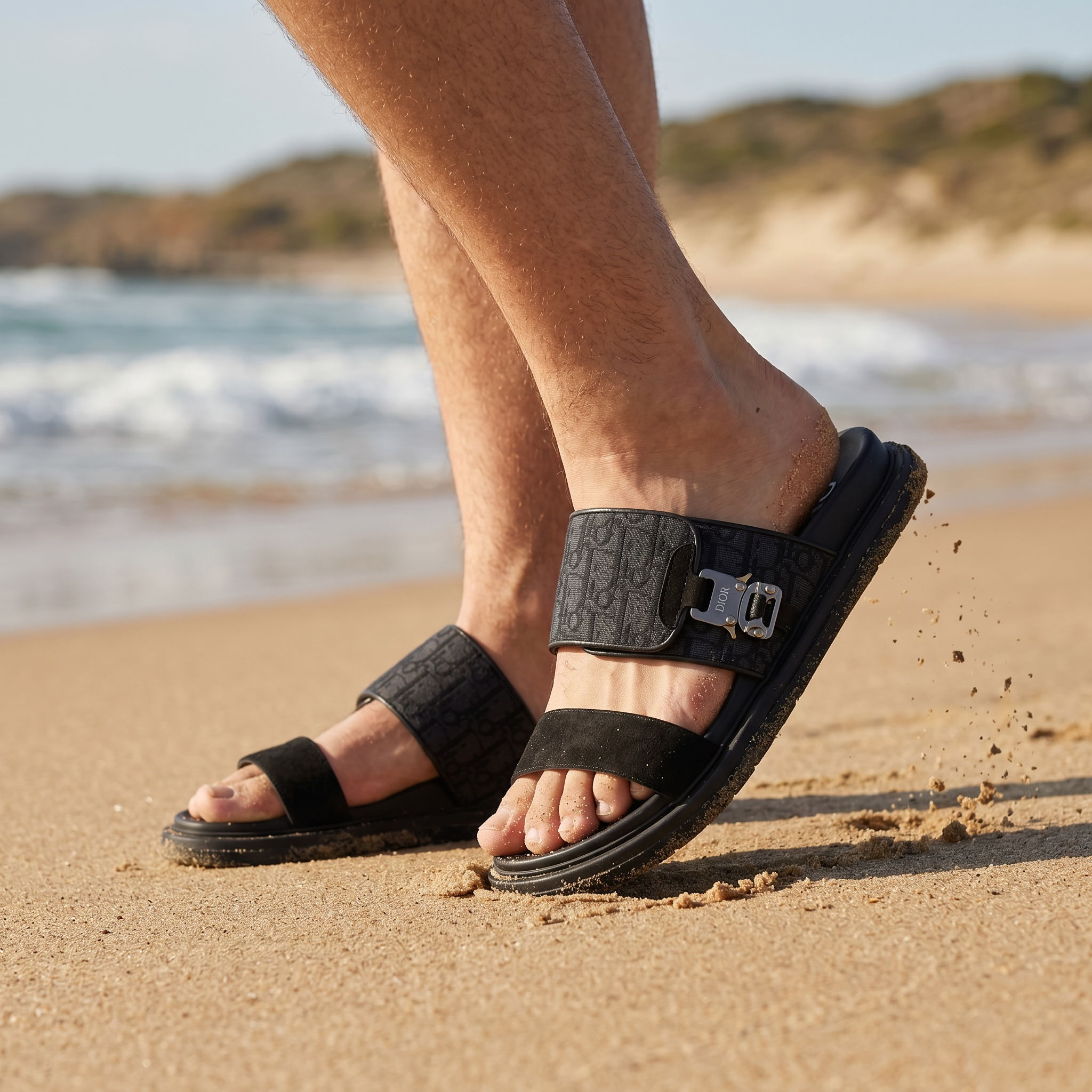 Dior Oblique Black Slide Sandals – Luxury Designer Inspired Summer Slippers 🖤✨