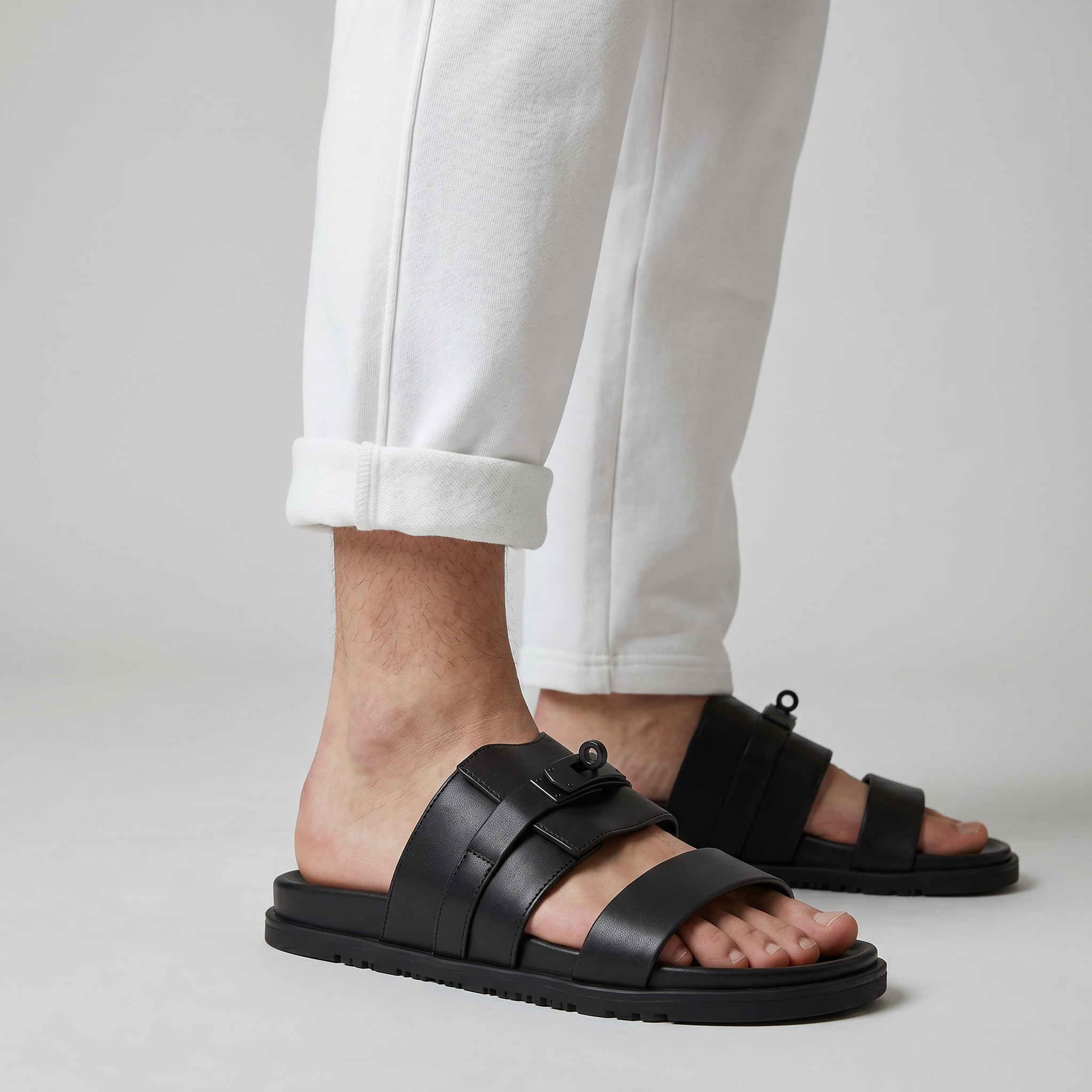 Hermès Black Luxury Slide Sandals – Premium Designer Summer Slippers 🖤✨