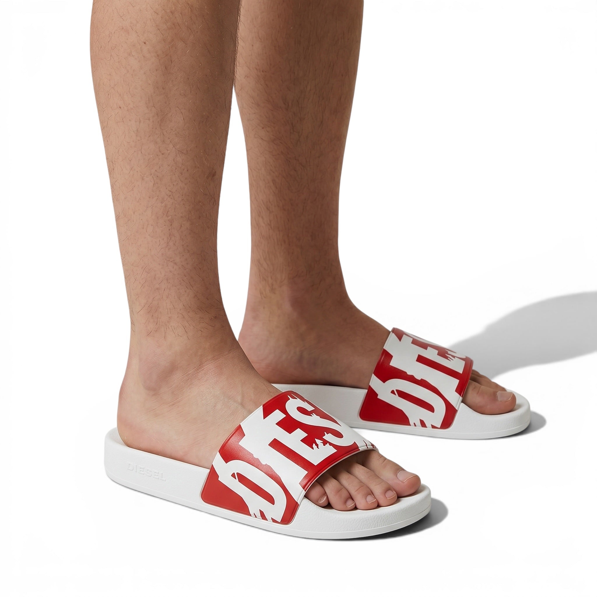 DIESEL Slides – Red Logo Statement Edition 🔴⚪