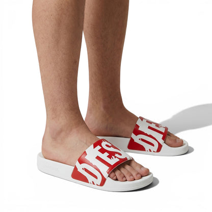DIESEL Slides – Red Logo Statement Edition 🔴⚪