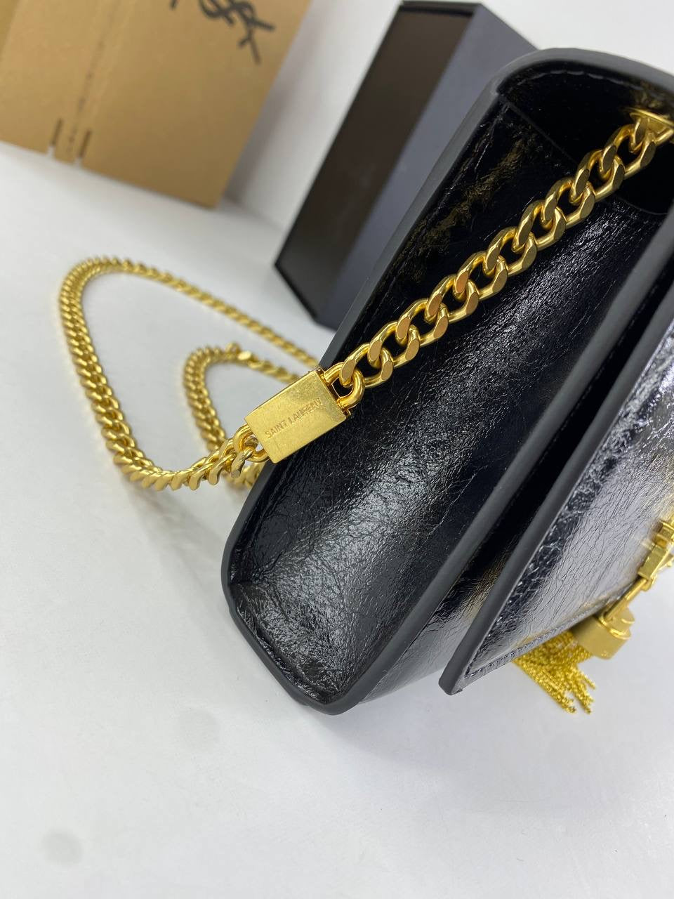 Saint Laurent Monogram Kate Bag with Gold Tassel