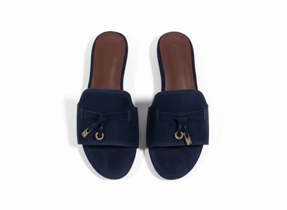 LORO PIANA Style Navy Suede Slides 💙✨ | Elegant Minimal Edition