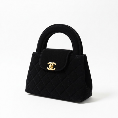 🖤✨ Chanel Quilted Velvet Top-Handle Bag – Classic Black ✨🖤