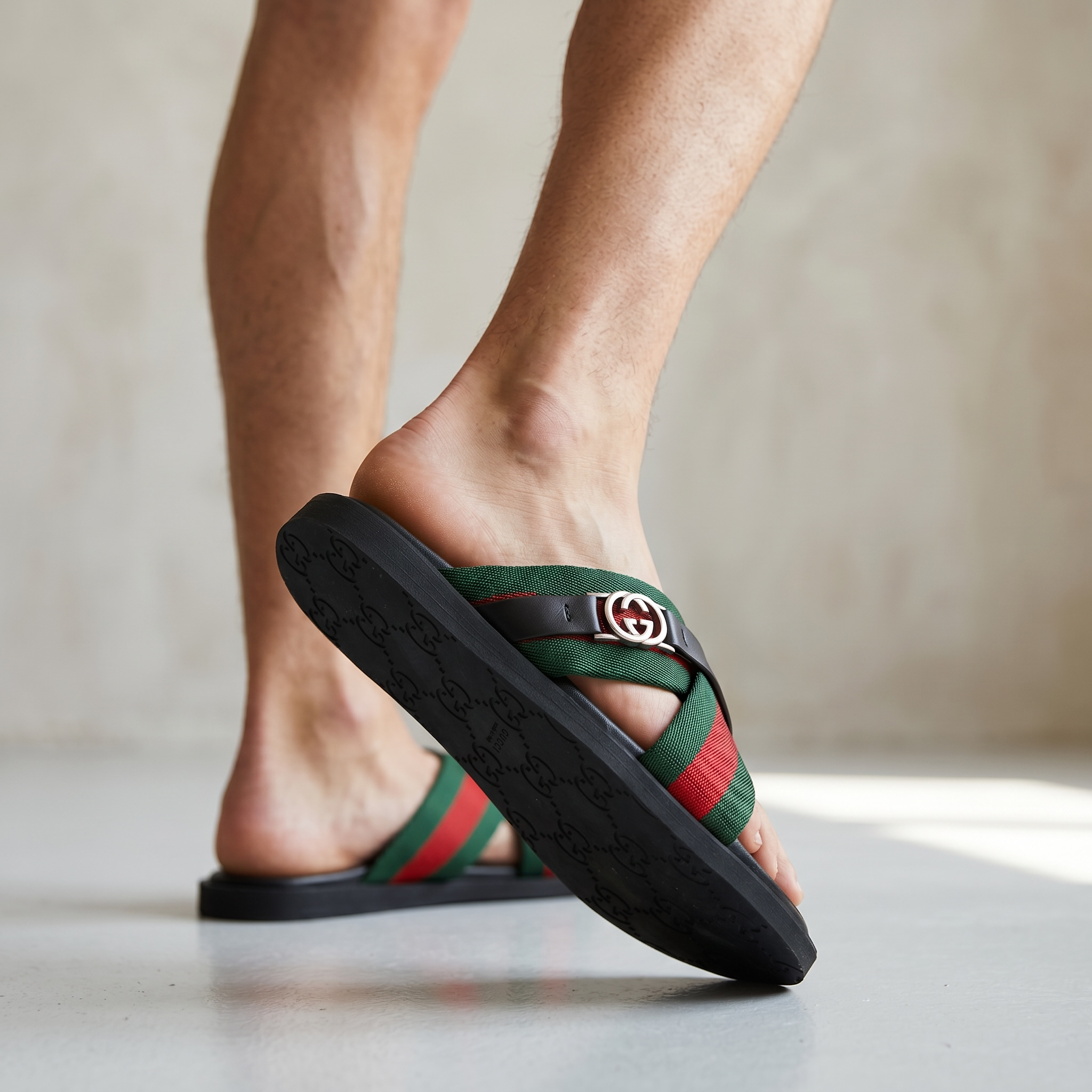 Gucci Green & Red Cross Strap SLIDE– Luxury Designer Summer Slides 💚❤️✨
